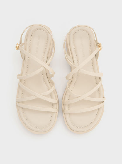 CHARLES & KEITH Classic / Strappy Ridged-Sole Flatform Sandals - Chalk