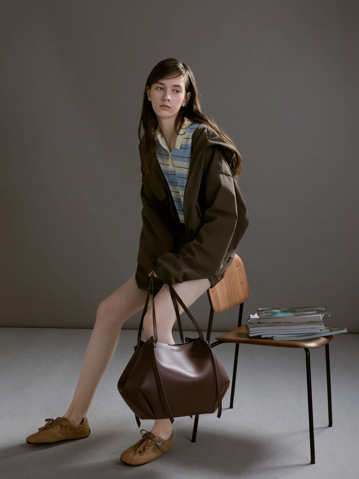 CHARLES & KEITH Special Offer / XL Calla Tote Bag - Espresso Brown