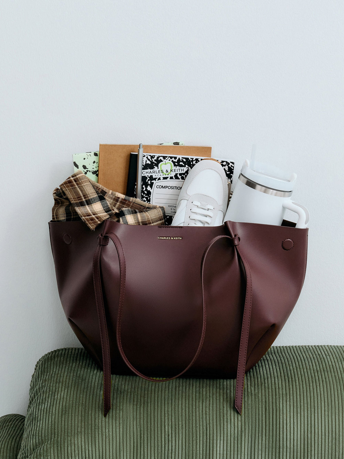 CHARLES & KEITH Signature / XL Calla Tote Bag - Wineberry Red