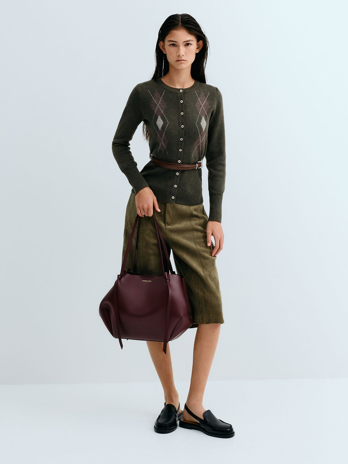 CHARLES & KEITH Signature / XL Calla Tote Bag - Wineberry Red