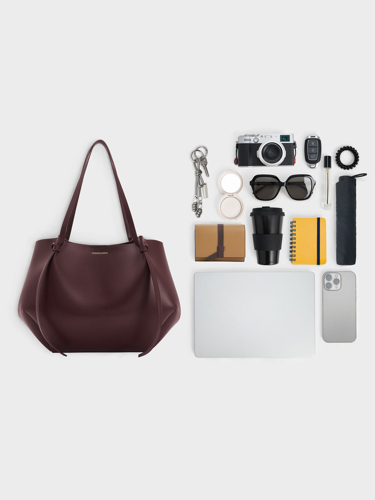 CHARLES & KEITH Signature / XL Calla Tote Bag - Wineberry Red