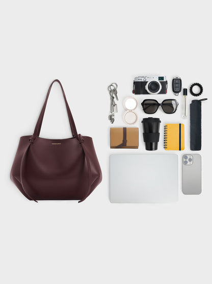 CHARLES & KEITH Signature / XL Calla Tote Bag - Wineberry Red