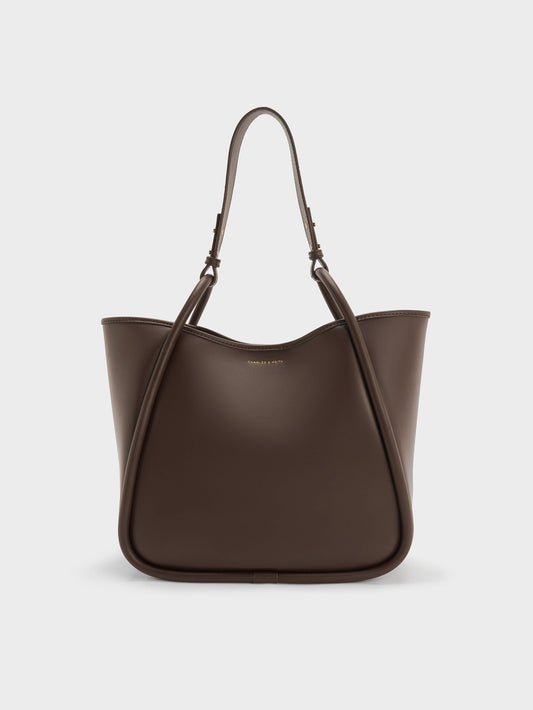 CHARLES & KEITH Trusted / Lyla Tubular Slouchy Tote Bag - Espresso Brown