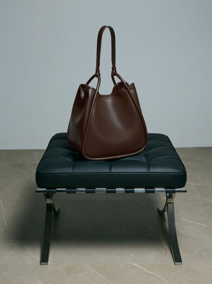 CHARLES & KEITH Trusted / Lyla Tubular Slouchy Tote Bag - Espresso Brown