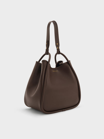 CHARLES & KEITH Trusted / Lyla Tubular Slouchy Tote Bag - Espresso Brown
