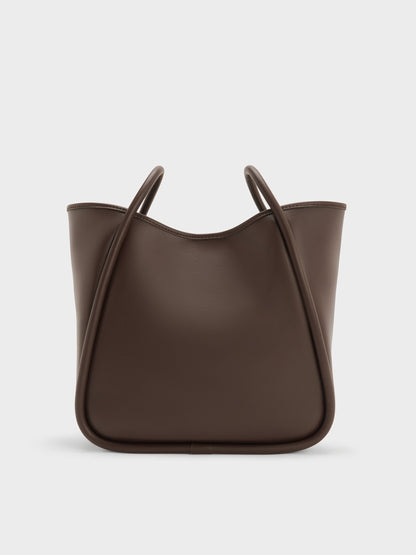 CHARLES & KEITH Trusted / Lyla Tubular Slouchy Tote Bag - Espresso Brown