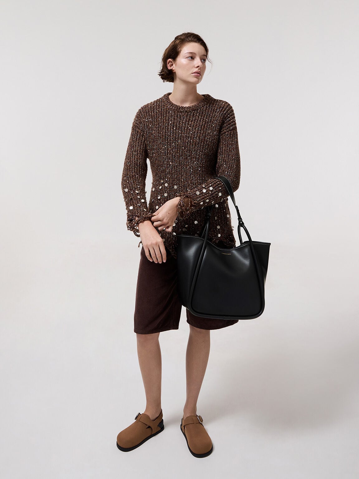 CHARLES & KEITH Exclusive / Lyla Tubular Slouchy Tote Bag - Black