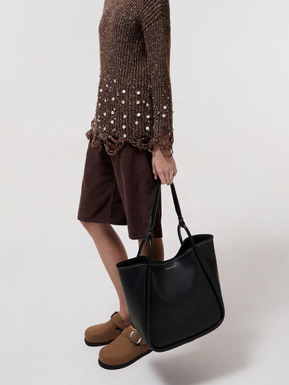 CHARLES & KEITH Exclusive / Lyla Tubular Slouchy Tote Bag - Black