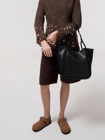 CHARLES & KEITH Exclusive / Lyla Tubular Slouchy Tote Bag - Black