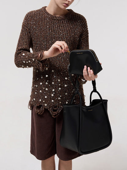 CHARLES & KEITH Exclusive / Lyla Tubular Slouchy Tote Bag - Black