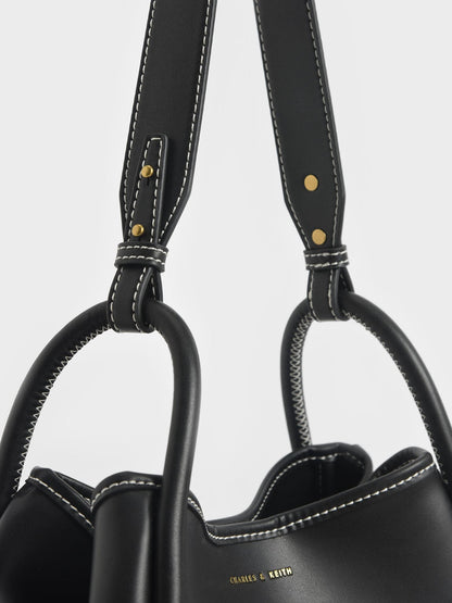 CHARLES & KEITH Exclusive / Lyla Tubular Slouchy Tote Bag - Black
