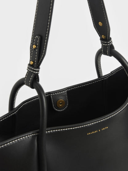 CHARLES & KEITH Exclusive / Lyla Tubular Slouchy Tote Bag - Black