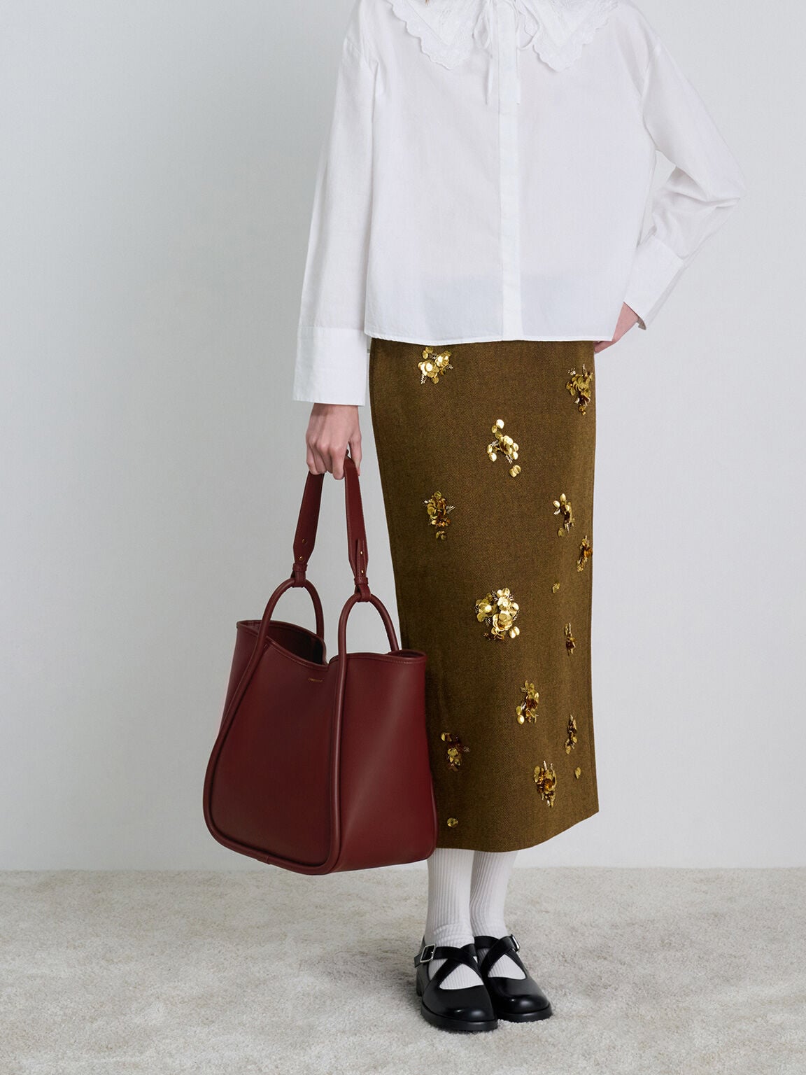 CHARLES & KEITH Best Price / Lyla Tubular Slouchy Tote Bag - Mulberry Plum