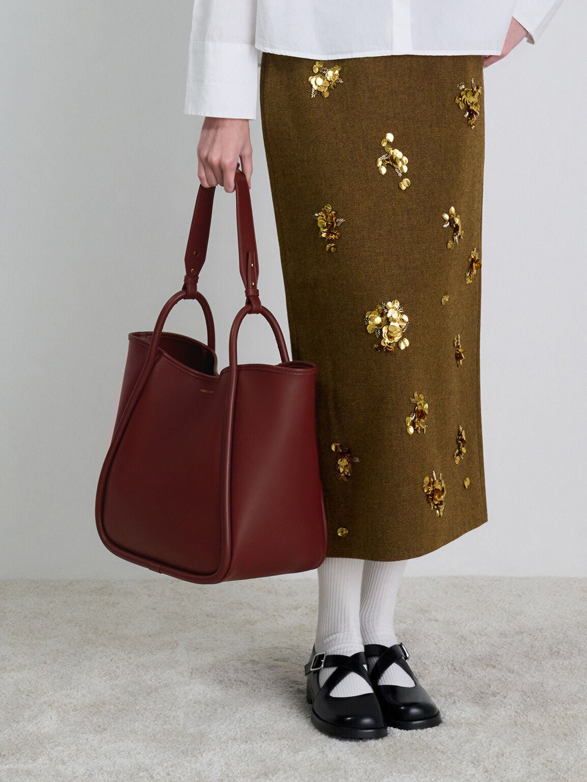 CHARLES & KEITH Best Price / Lyla Tubular Slouchy Tote Bag - Mulberry Plum