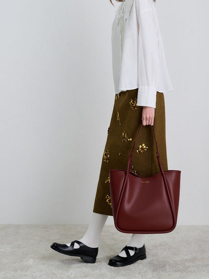 CHARLES & KEITH Best Price / Lyla Tubular Slouchy Tote Bag - Mulberry Plum