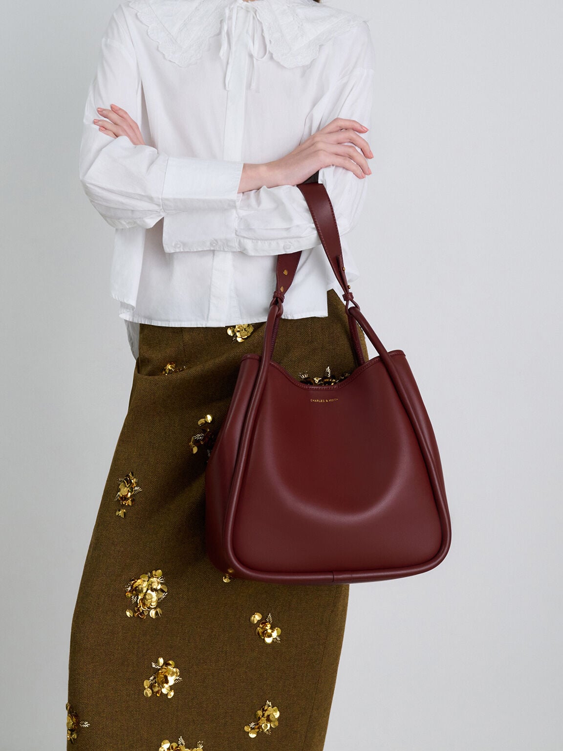 CHARLES & KEITH Best Price / Lyla Tubular Slouchy Tote Bag - Mulberry Plum