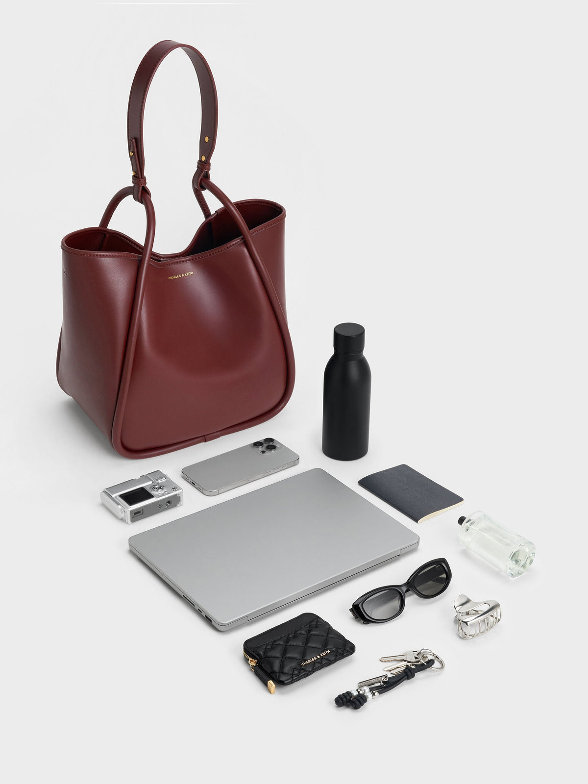 CHARLES & KEITH Best Price / Lyla Tubular Slouchy Tote Bag - Mulberry Plum