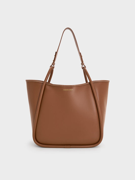CHARLES & KEITH Signature / Lyla Tubular Slouchy Tote Bag - Chocolate