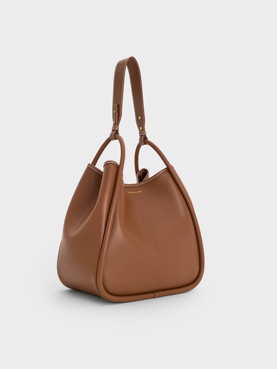 CHARLES & KEITH Signature / Lyla Tubular Slouchy Tote Bag - Chocolate