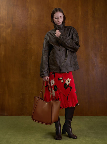 CHARLES & KEITH Signature / Lyla Tubular Slouchy Tote Bag - Chocolate