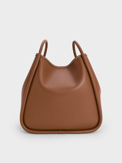 CHARLES & KEITH Signature / Lyla Tubular Slouchy Tote Bag - Chocolate