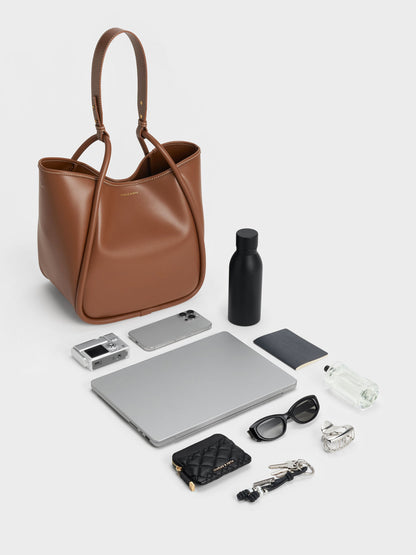 CHARLES & KEITH Signature / Lyla Tubular Slouchy Tote Bag - Chocolate