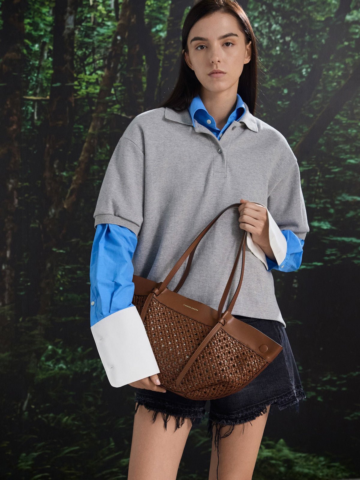 CHARLES & KEITH Exclusive / Calla Woven Tote Bag - Chocolate