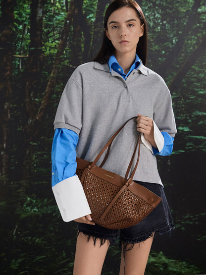 CHARLES & KEITH Exclusive / Calla Woven Tote Bag - Chocolate