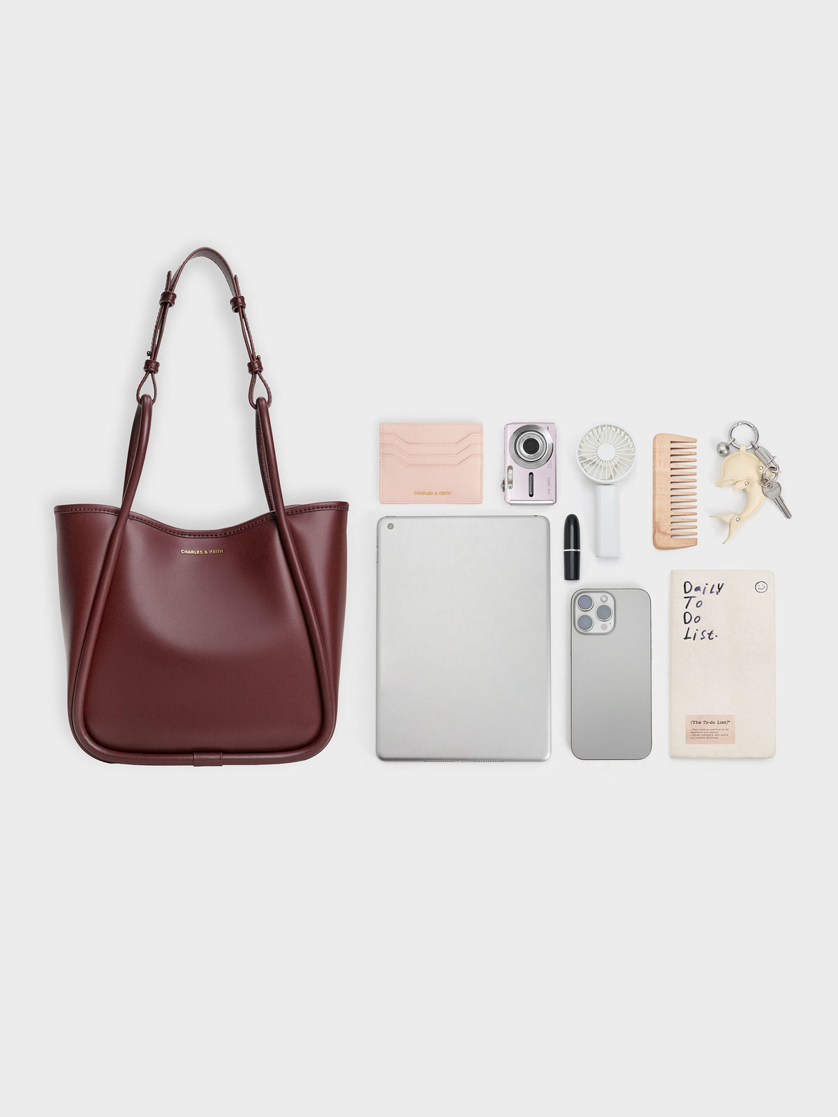 CHARLES & KEITH Trusted / Mini Lyla Tubular Tote Bag - Mulberry Plum