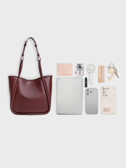 CHARLES & KEITH Trusted / Mini Lyla Tubular Tote Bag - Mulberry Plum