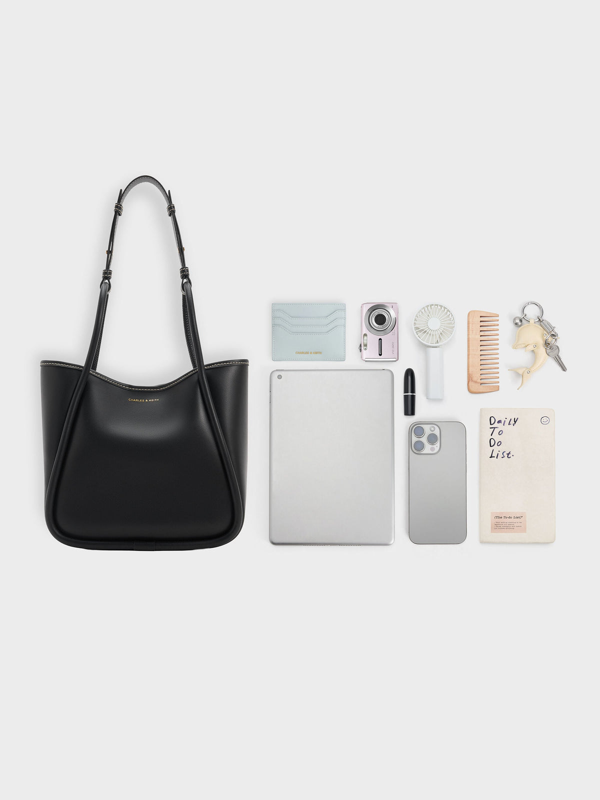 CHARLES & KEITH Deals / Mini Lyla Tubular Tote Bag - Black