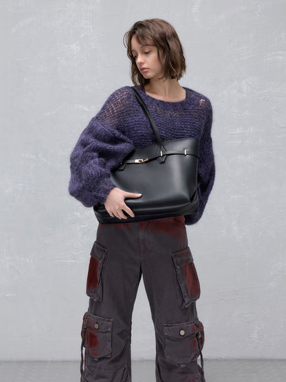 CHARLES & KEITH Great Value / Arlet Double-Handle Belted Tote bag - Black