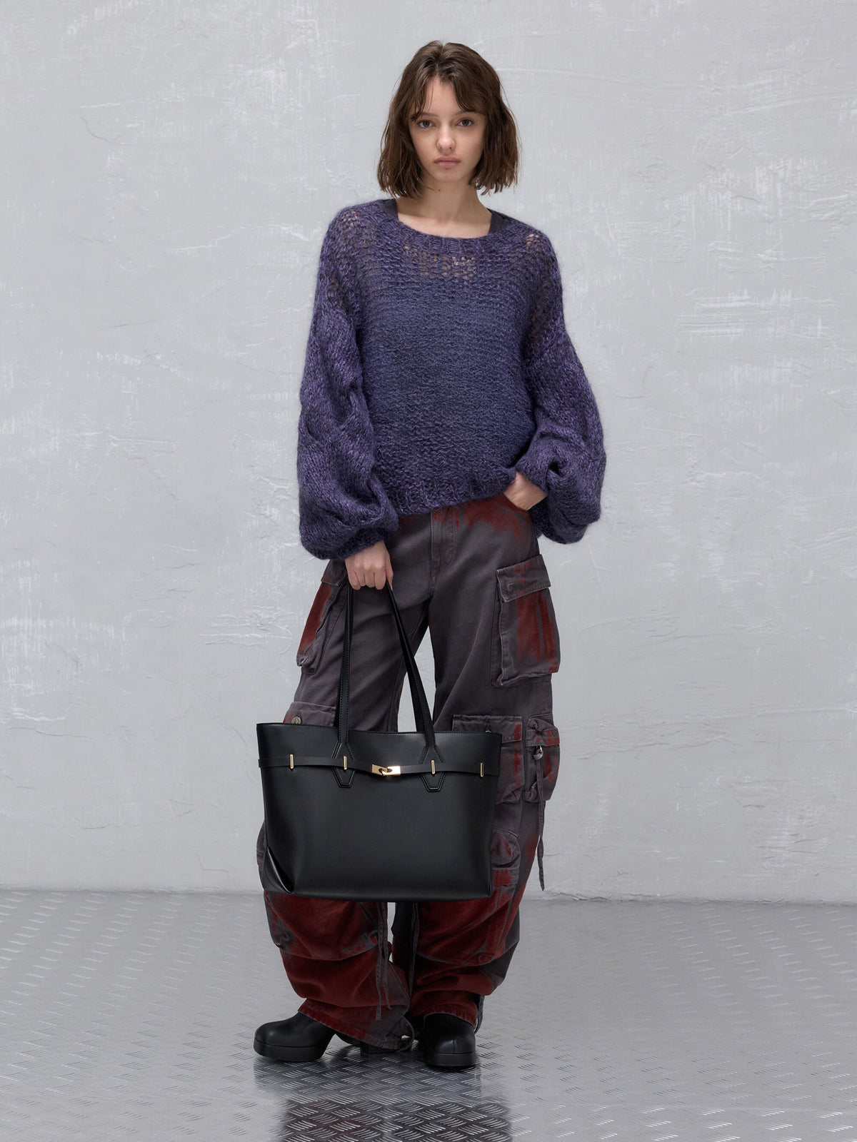 CHARLES & KEITH Great Value / Arlet Double-Handle Belted Tote bag - Black