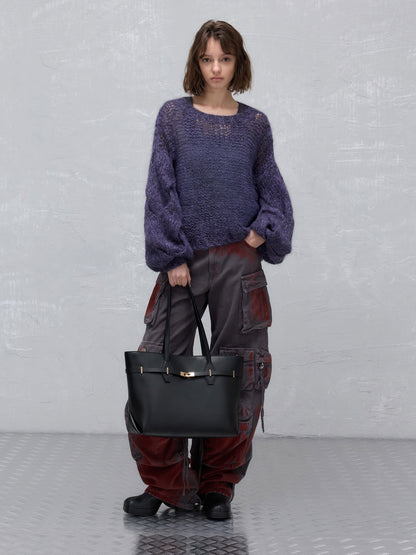 CHARLES & KEITH Great Value / Arlet Double-Handle Belted Tote bag - Black