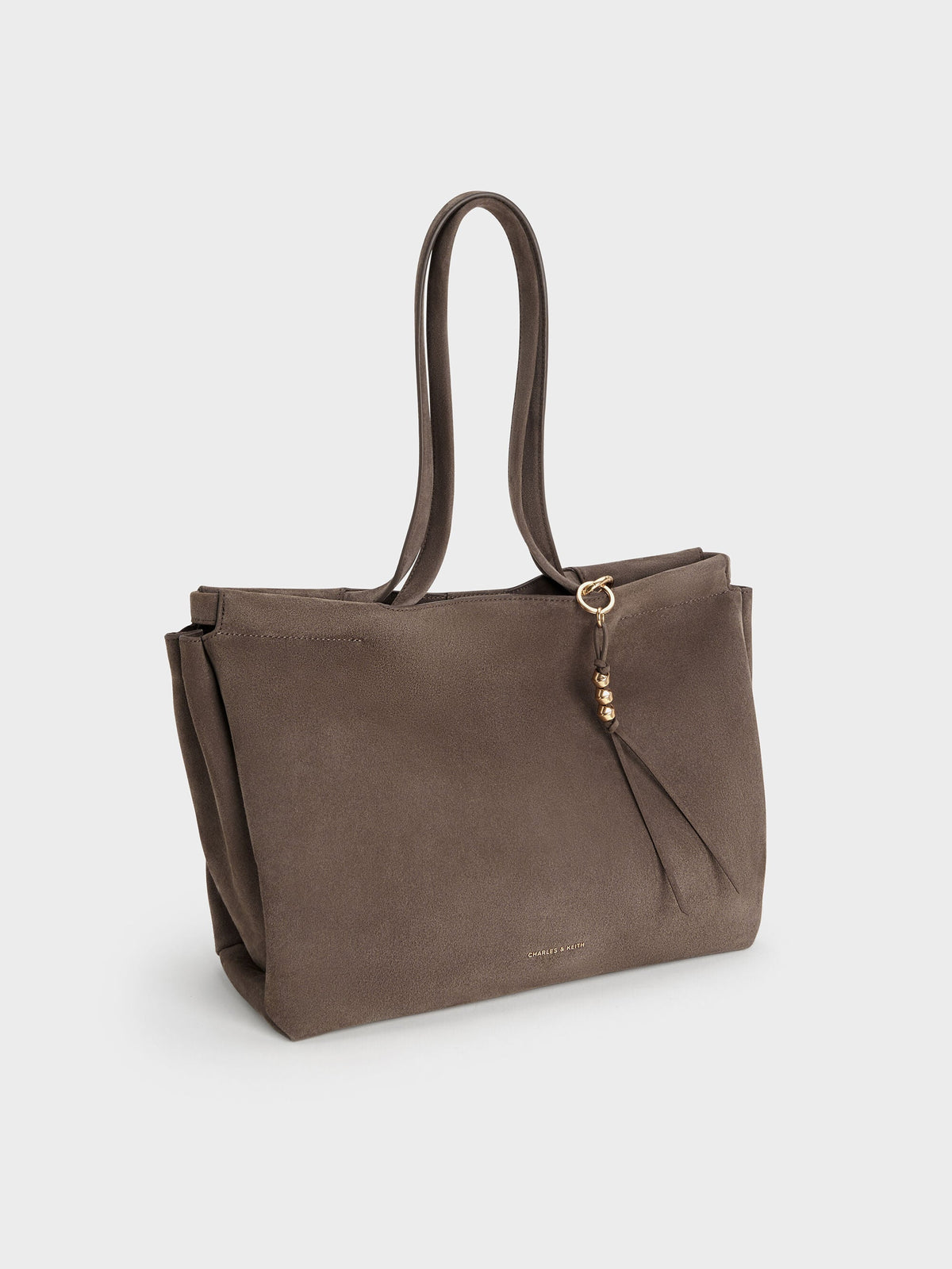 CHARLES & KEITH Deals / XL Zephyr Tassel Tote Bag - Stone Grey