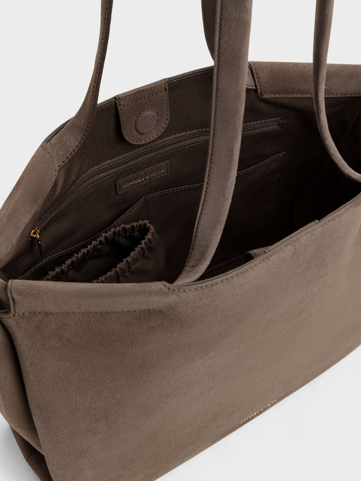 CHARLES & KEITH Deals / XL Zephyr Tassel Tote Bag - Stone Grey
