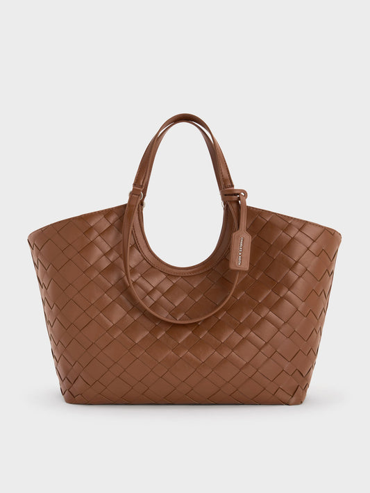 CHARLES & KEITH Featured / Ivette Woven Tote Bag - Chocolate