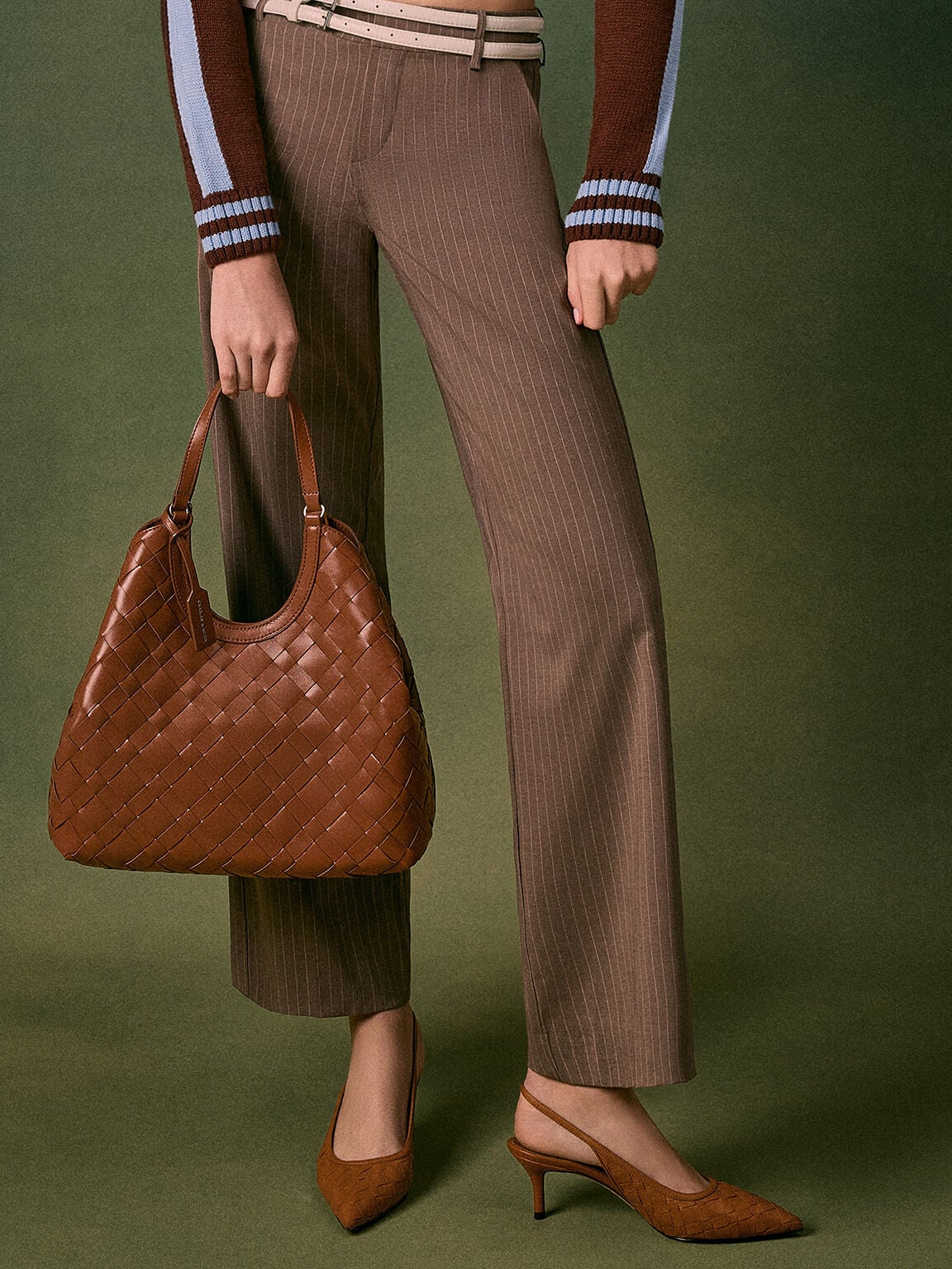 CHARLES & KEITH Featured / Ivette Woven Tote Bag - Chocolate