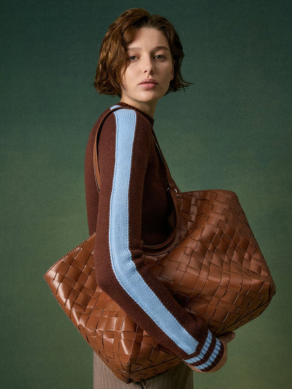 CHARLES & KEITH Featured / Ivette Woven Tote Bag - Chocolate