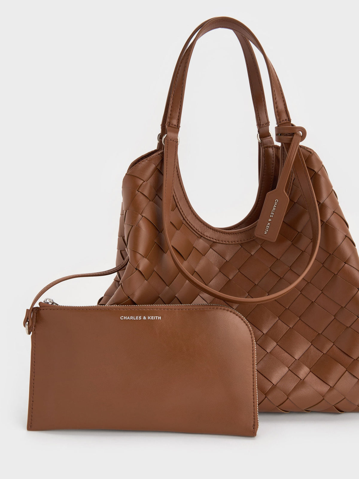 CHARLES & KEITH Featured / Ivette Woven Tote Bag - Chocolate