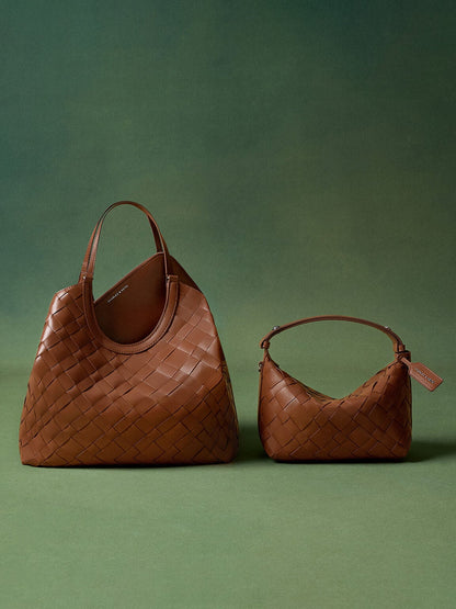 CHARLES & KEITH Featured / Ivette Woven Tote Bag - Chocolate