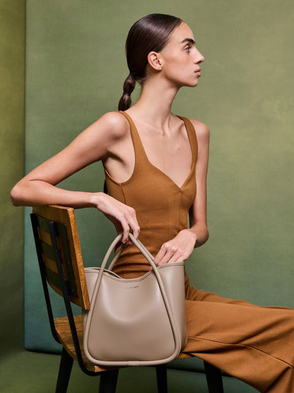 CHARLES & KEITH Popular / Mini Lyla Tubular Tote Bag - Taupe