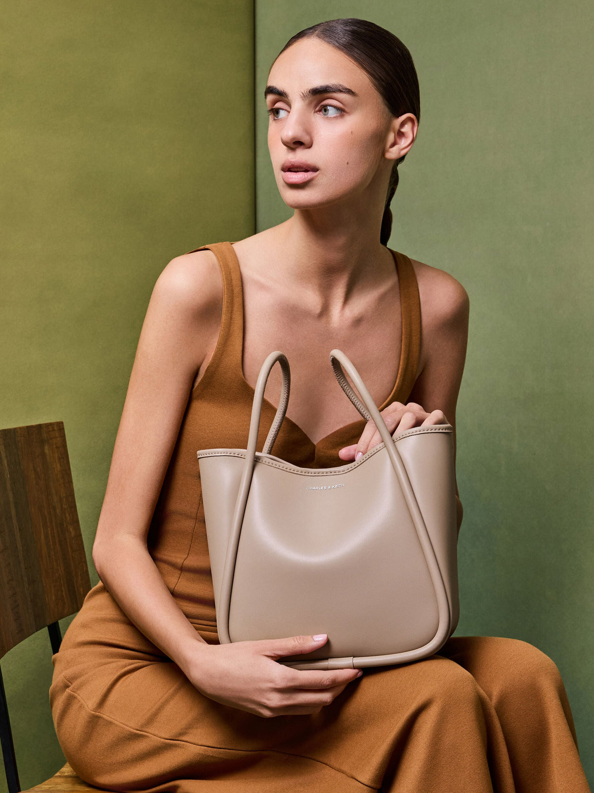 CHARLES & KEITH Popular / Mini Lyla Tubular Tote Bag - Taupe