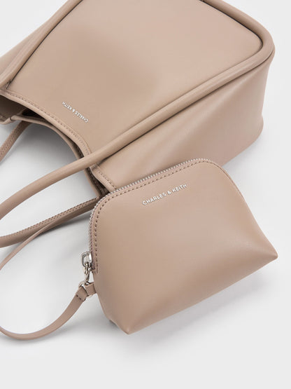 CHARLES & KEITH Popular / Mini Lyla Tubular Tote Bag - Taupe