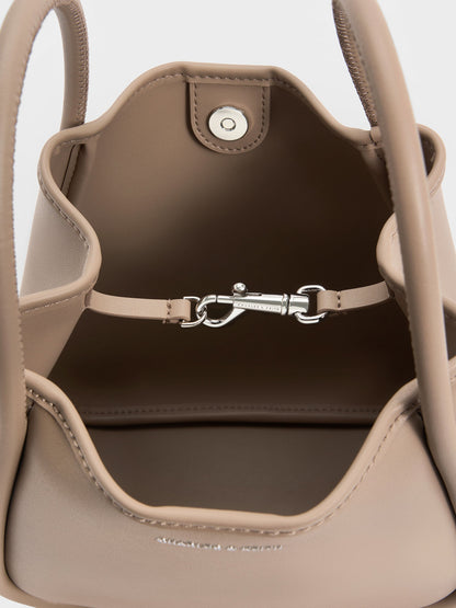 CHARLES & KEITH Popular / Mini Lyla Tubular Tote Bag - Taupe