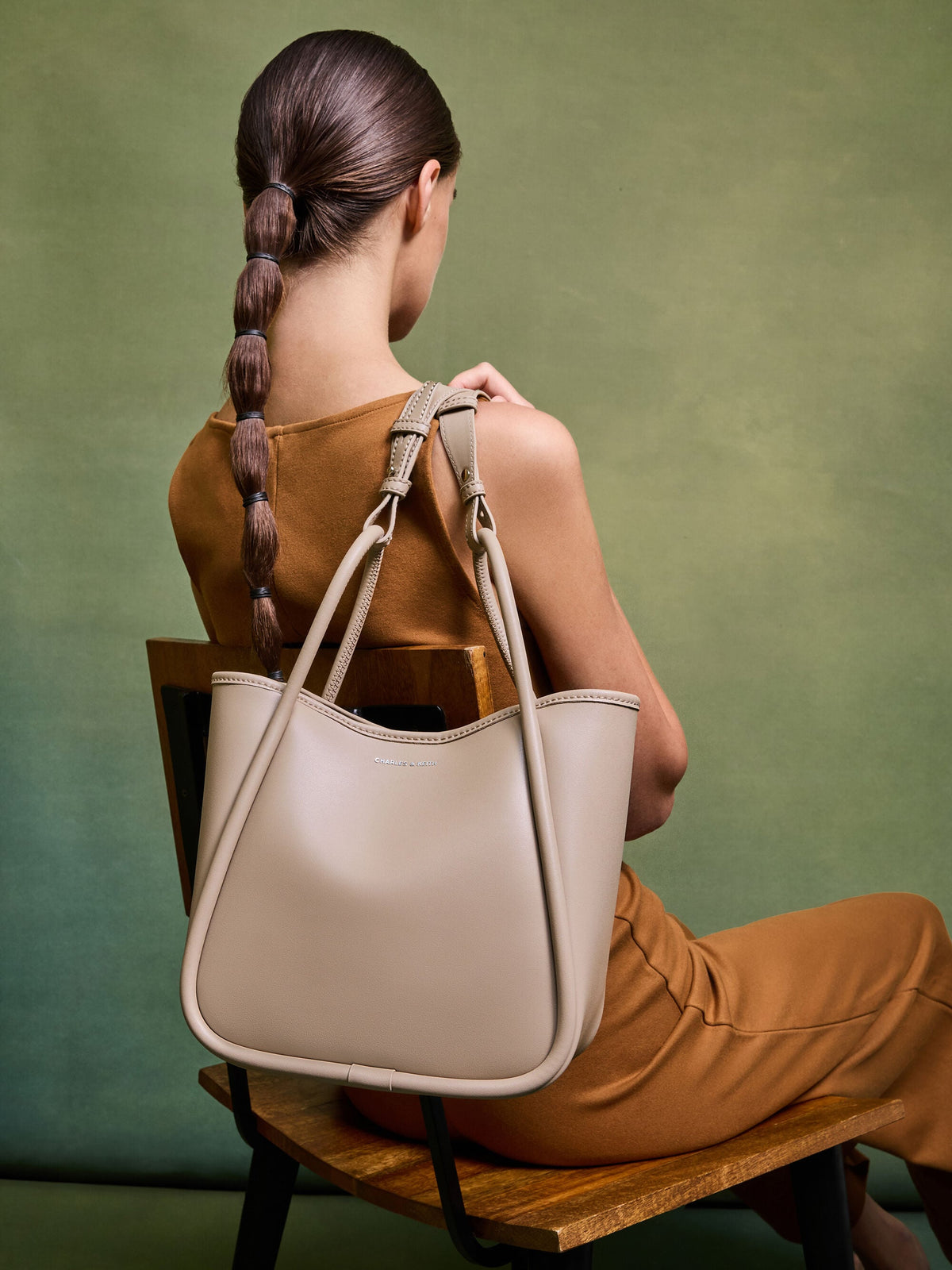 CHARLES & KEITH Popular / Mini Lyla Tubular Tote Bag - Taupe