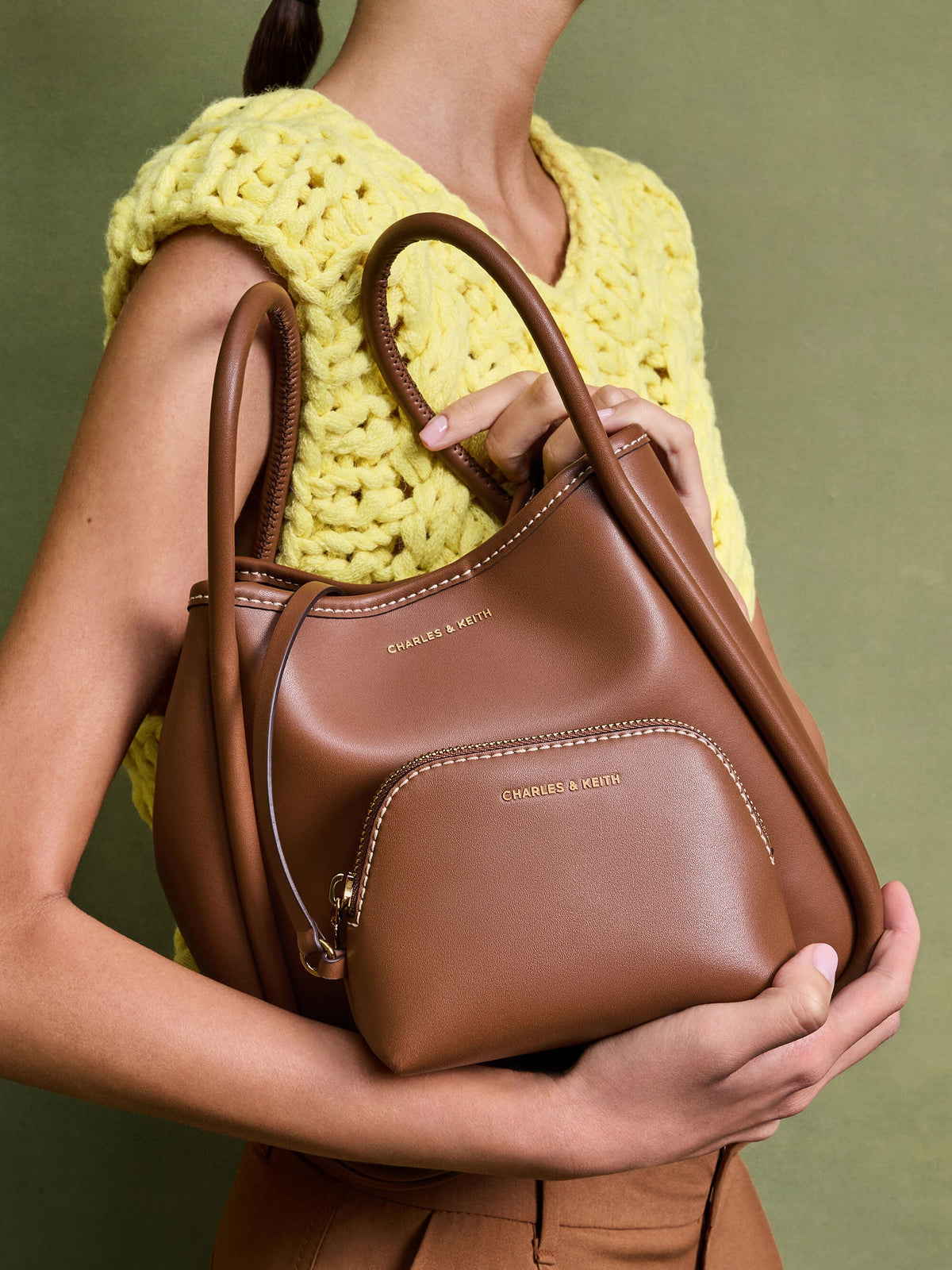 CHARLES & KEITH Best Price / Mini Lyla Tubular Tote Bag - Chocolate