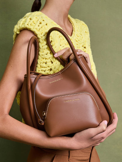 CHARLES & KEITH Best Price / Mini Lyla Tubular Tote Bag - Chocolate
