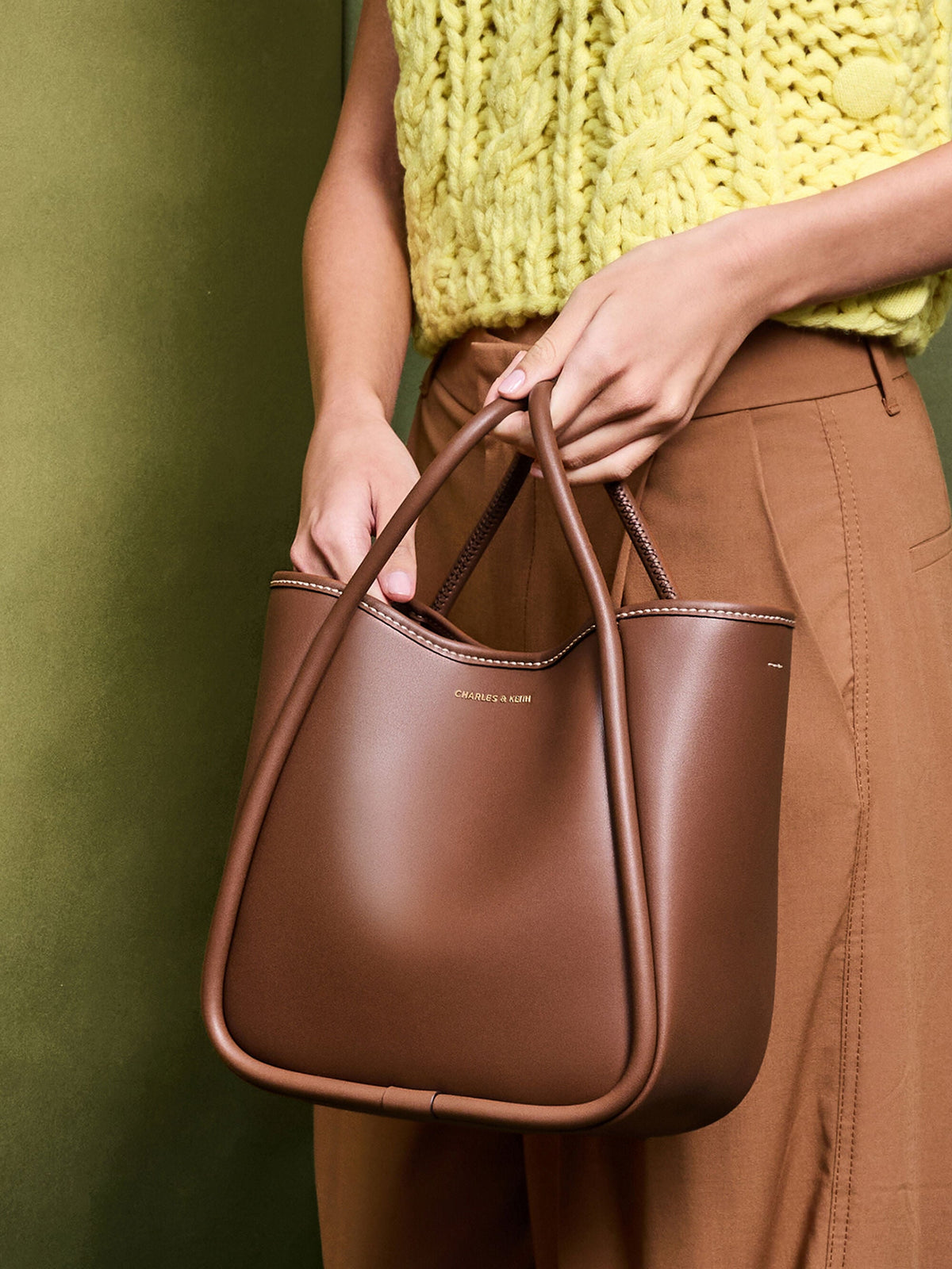 CHARLES & KEITH Best Price / Mini Lyla Tubular Tote Bag - Chocolate