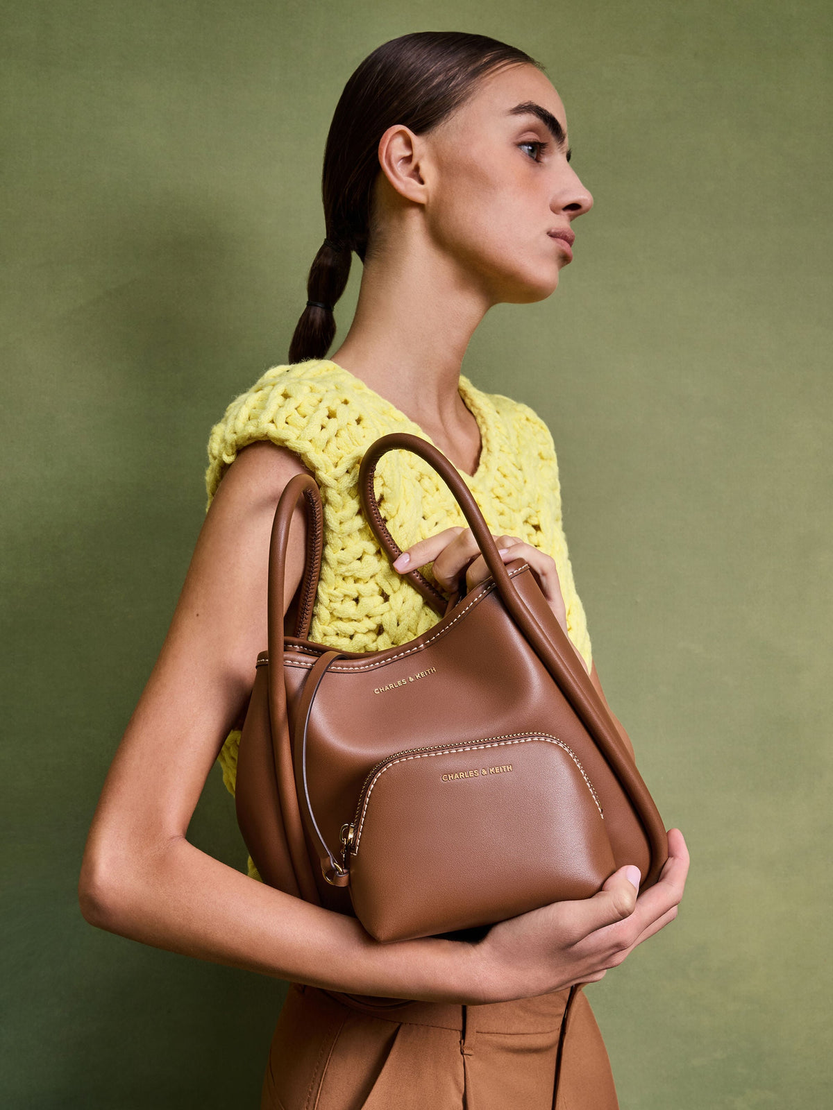 CHARLES & KEITH Best Price / Mini Lyla Tubular Tote Bag - Chocolate